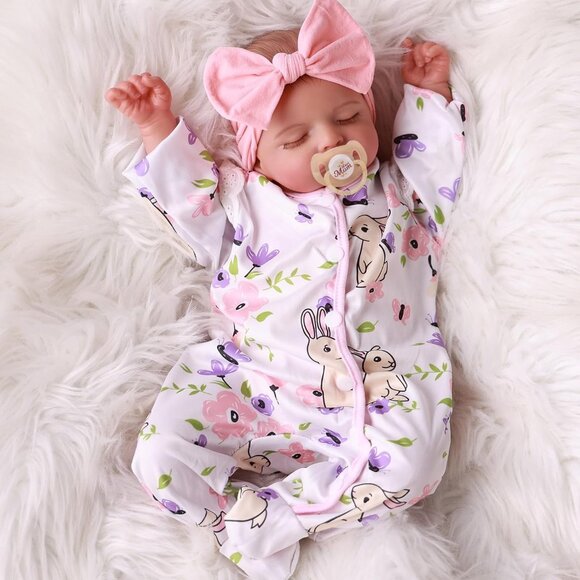 🆕20 inch Full Cloth Body With Vinyl Limbs Baby Dolls Weighted Toddler Baby Girl - Picture 5 of 11
